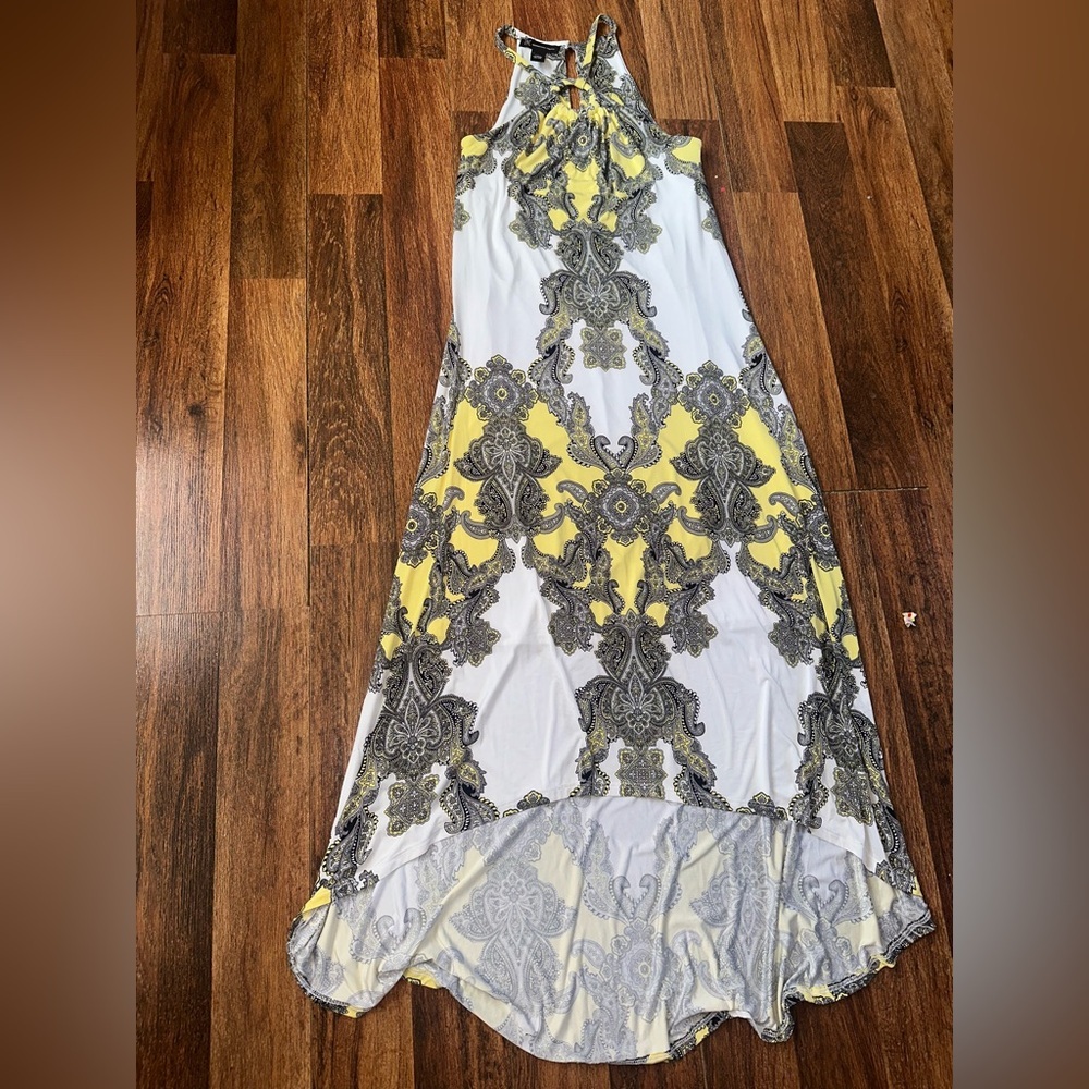 INC International Concepts Yellow and Gray Maxi Dress
